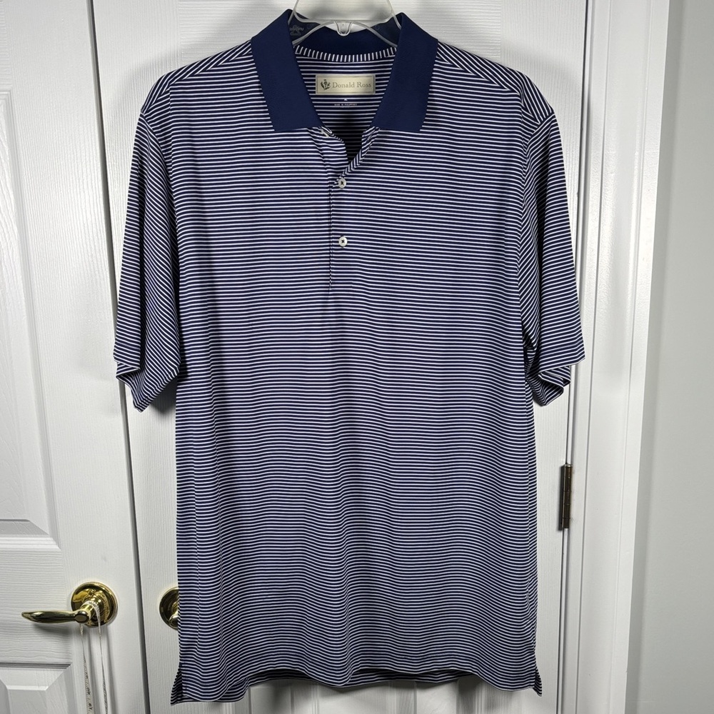 Donald Ross Navy Blue White Golf Polo Shirt XL